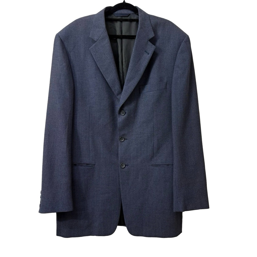 VTG Union Burberry Blue Waffle Texture Wool Cotton Blazer Neiman Marcus Size 42L